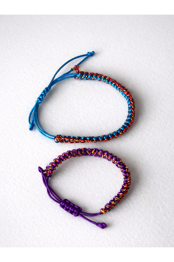Bracelet tressé bleu/violet